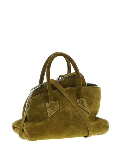 The Attico La Passeggiata Mini Khaki Calf Leather Tote Bag khaki