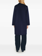 Tory Burch Wool Jacquard Notched Collar Coat Blue