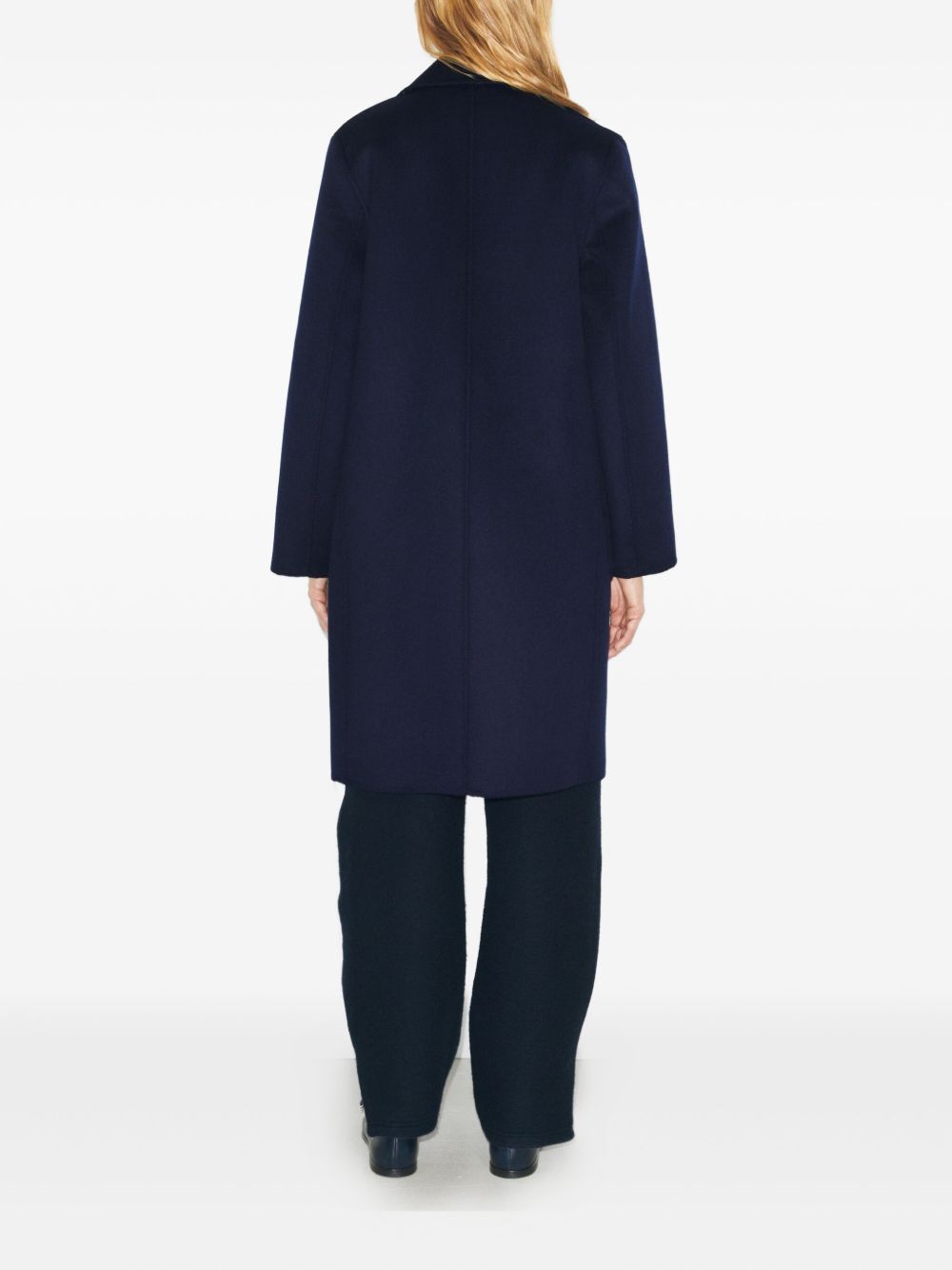 Tory Burch Wool Jacquard Notched Collar Coat Blue
