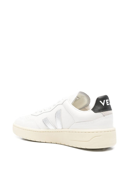Veja V-90 Low-Top Leather Sneakers Silver Silver