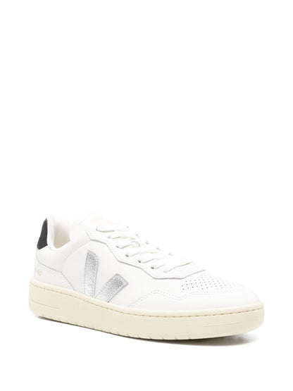 Veja V-90 Low-Top Leather Sneakers Silver Silver