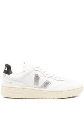 Veja V-90 Low-Top Leather Sneakers Silver Silver