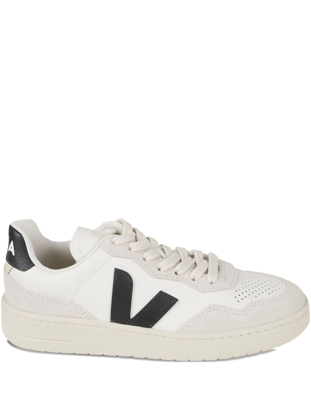 Veja V-90 Panelled Leather Sneakers Black black