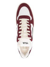 Veja V-10 Low-Top Perforated Leather Sneakers Red