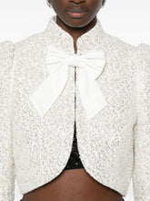 Alice + Olivia Ilaria Sequin-Embellished Bow Jacket White