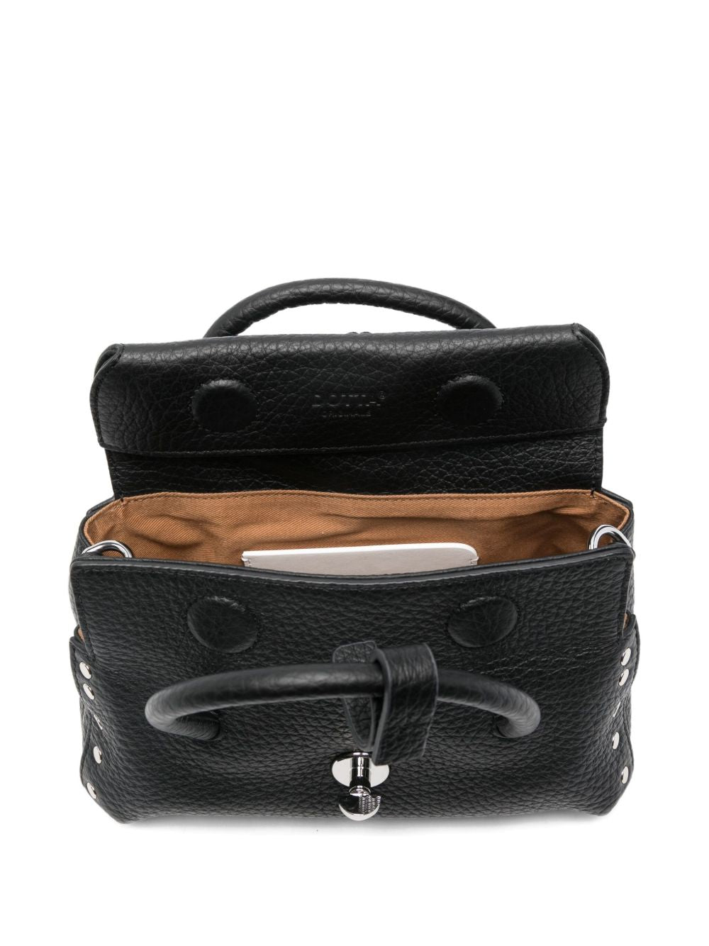 Zanellato Dotta Centauro Baby Studded Leather Handbag Black
