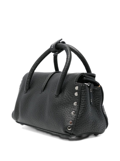 Zanellato Dotta Centauro Baby Studded Leather Handbag Black