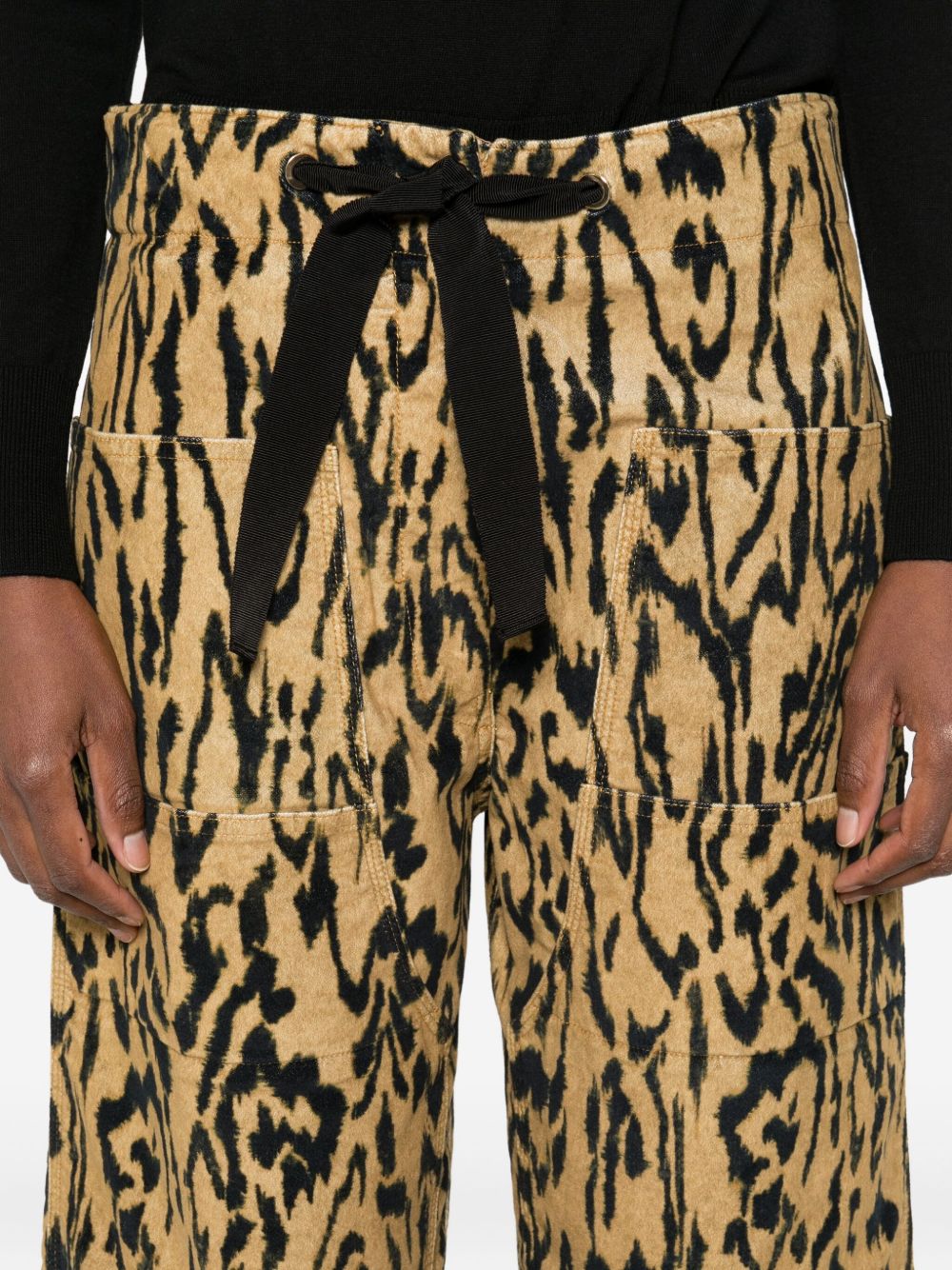 Forte Forte Animal-Print Straight-Leg Trousers Brown