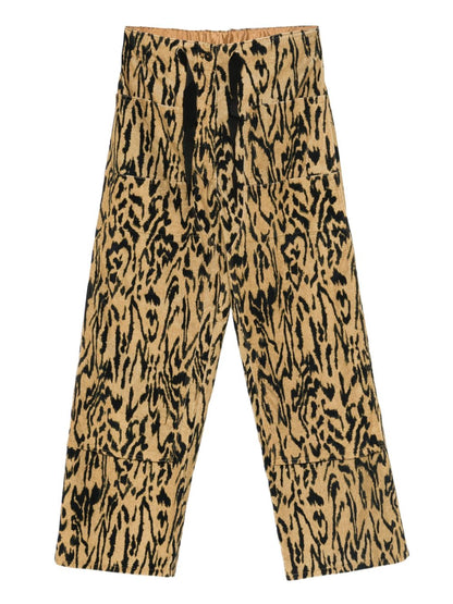 Forte Forte Animal-Print Straight-Leg Trousers Brown