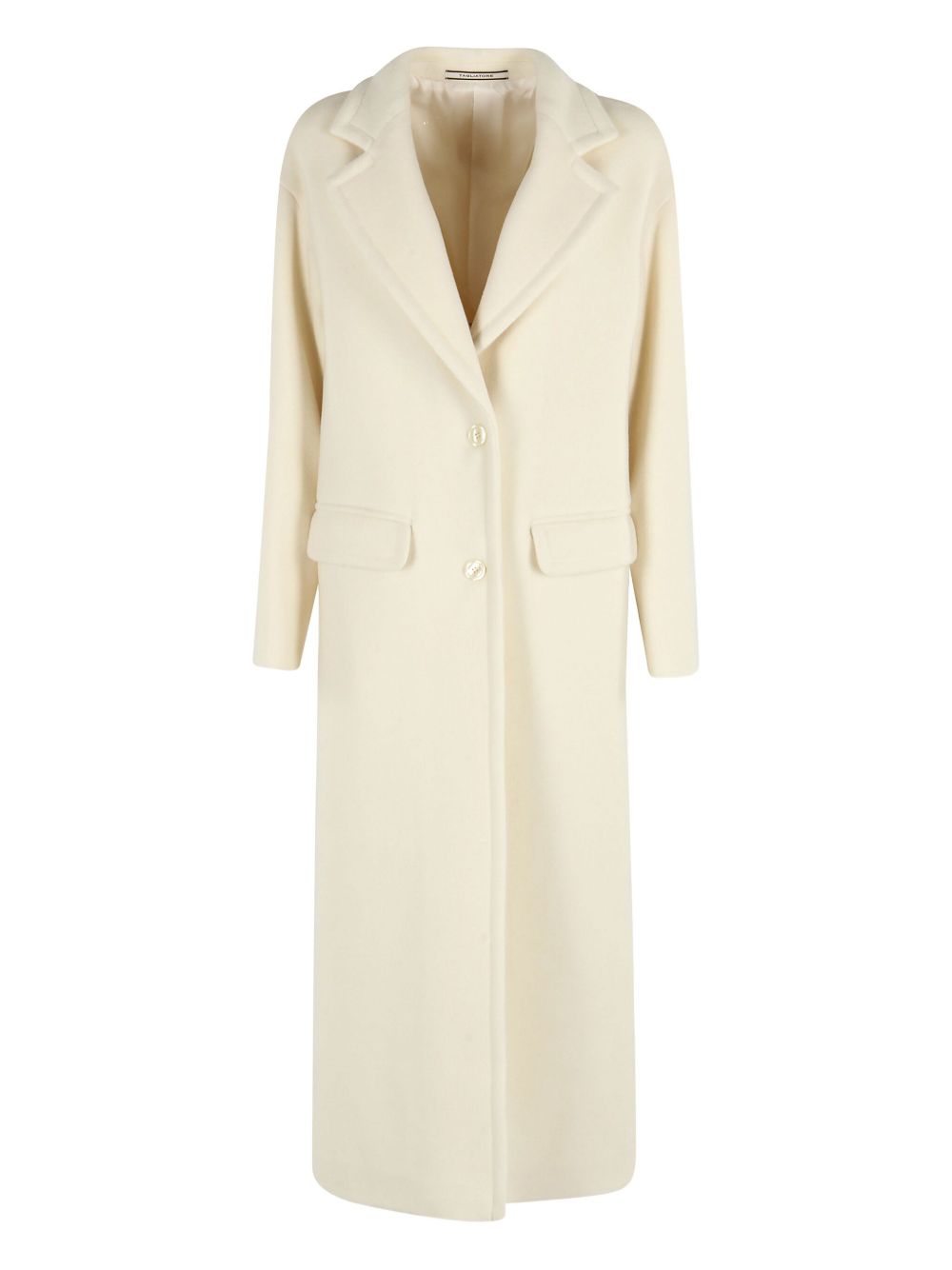 Tagliatore Single-Breasted Long Alpaca Wool Coat Cream