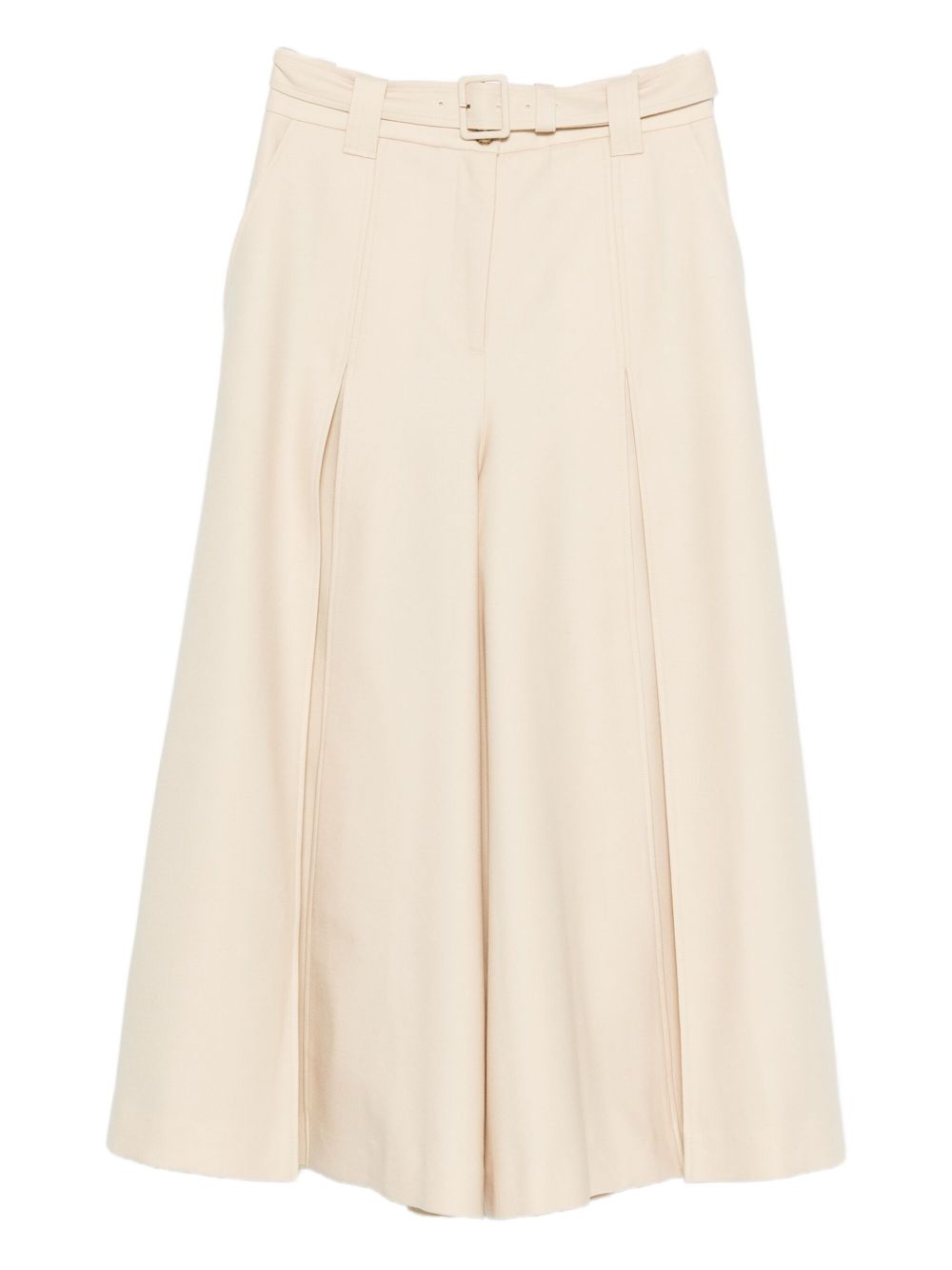 Zimmermann Wide-Leg Belted Wool Trousers Beige