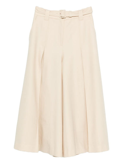 Zimmermann Wide-Leg Belted Wool Trousers Beige