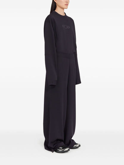 MM6 Maison Margiela Wide-Leg Drawstring Waist Trousers Black black