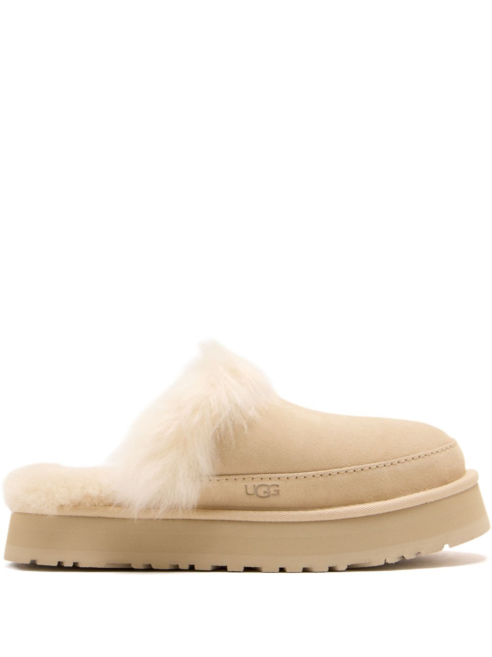 Ugg Australia Platform Slip-On Slippers with Logo Beige