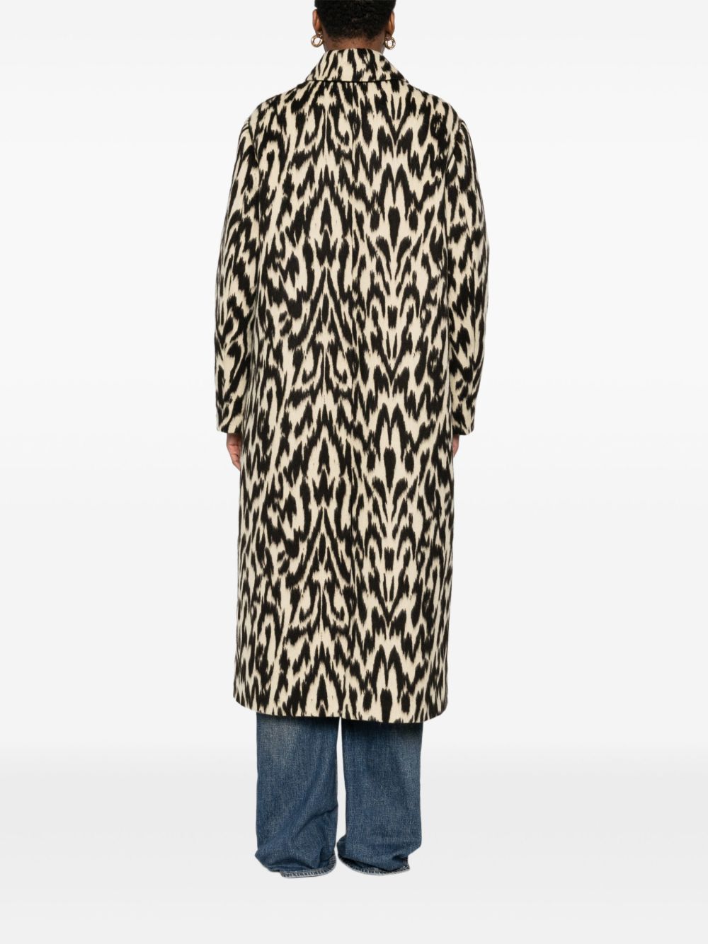 Forte Forte Double-Breasted Animal Print Wool-Blend Coat Brown