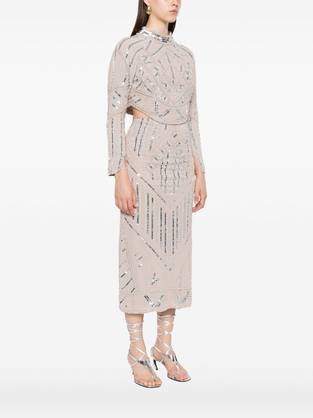 Forte Forte Ivory Sequin and Faux Pearl-Embellished Long-Sleeved Shirt Ivory