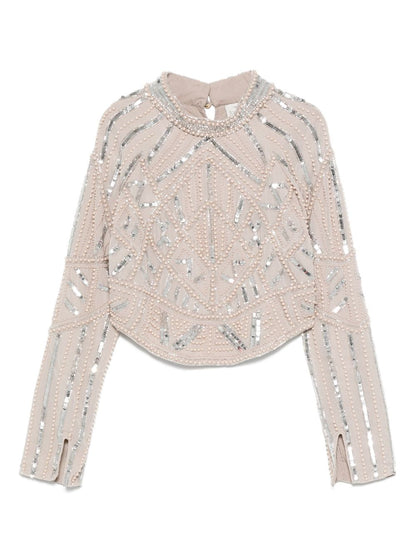 Forte Forte Ivory Sequin and Faux Pearl-Embellished Long-Sleeved Shirt Ivory