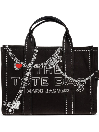 Marc Jacobs Chain-Print Medium Canvas Tote Bag Black