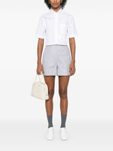 Thom Browne Cropped Cotton Shirt With Logo Tag White White