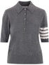 Thom Browne Virgin Wool Polo Shirt with Logo Patch Grey