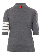 Thom Browne Virgin Wool Polo Shirt with Logo Patch Grey