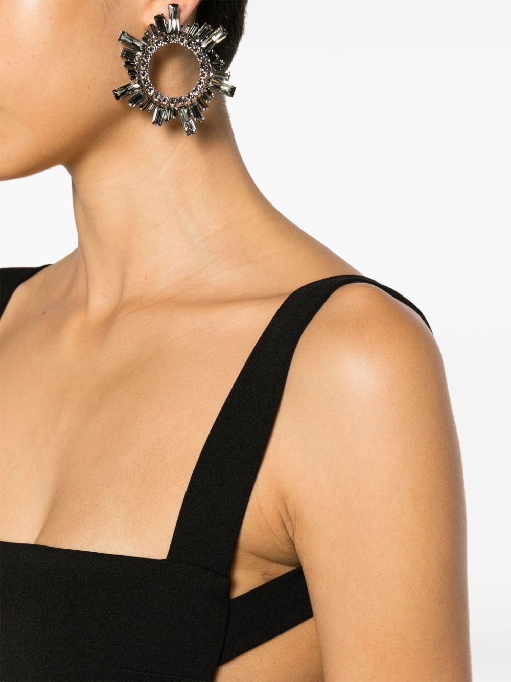 Solace London Joni Stretch-Crepe Square-Neck Maxi Dress Black