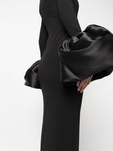 Solace London Viviana Satin Maxi Mock Neck Dress Black