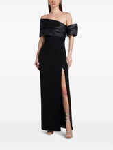 Solace London Off-Shoulder Satin-Trim Maxi Dress Black