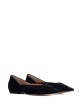 Emporio Armani Flat Velvet Point-Toe Flats Black