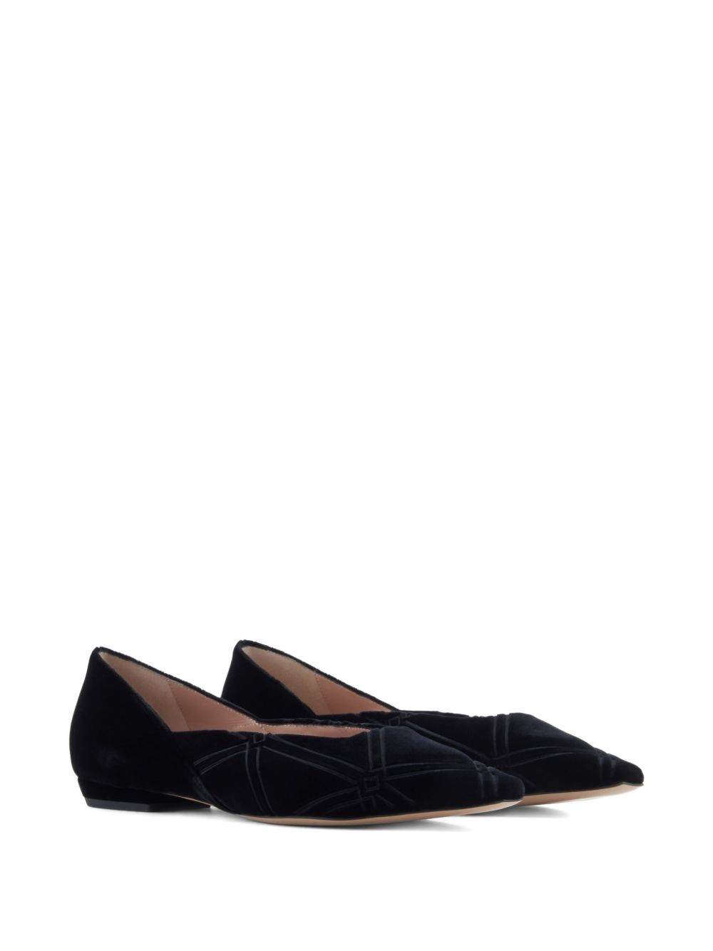 Emporio Armani Flat Velvet Point-Toe Flats Black