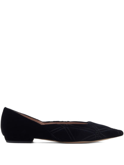 Emporio Armani Flat Velvet Point-Toe Flats Black