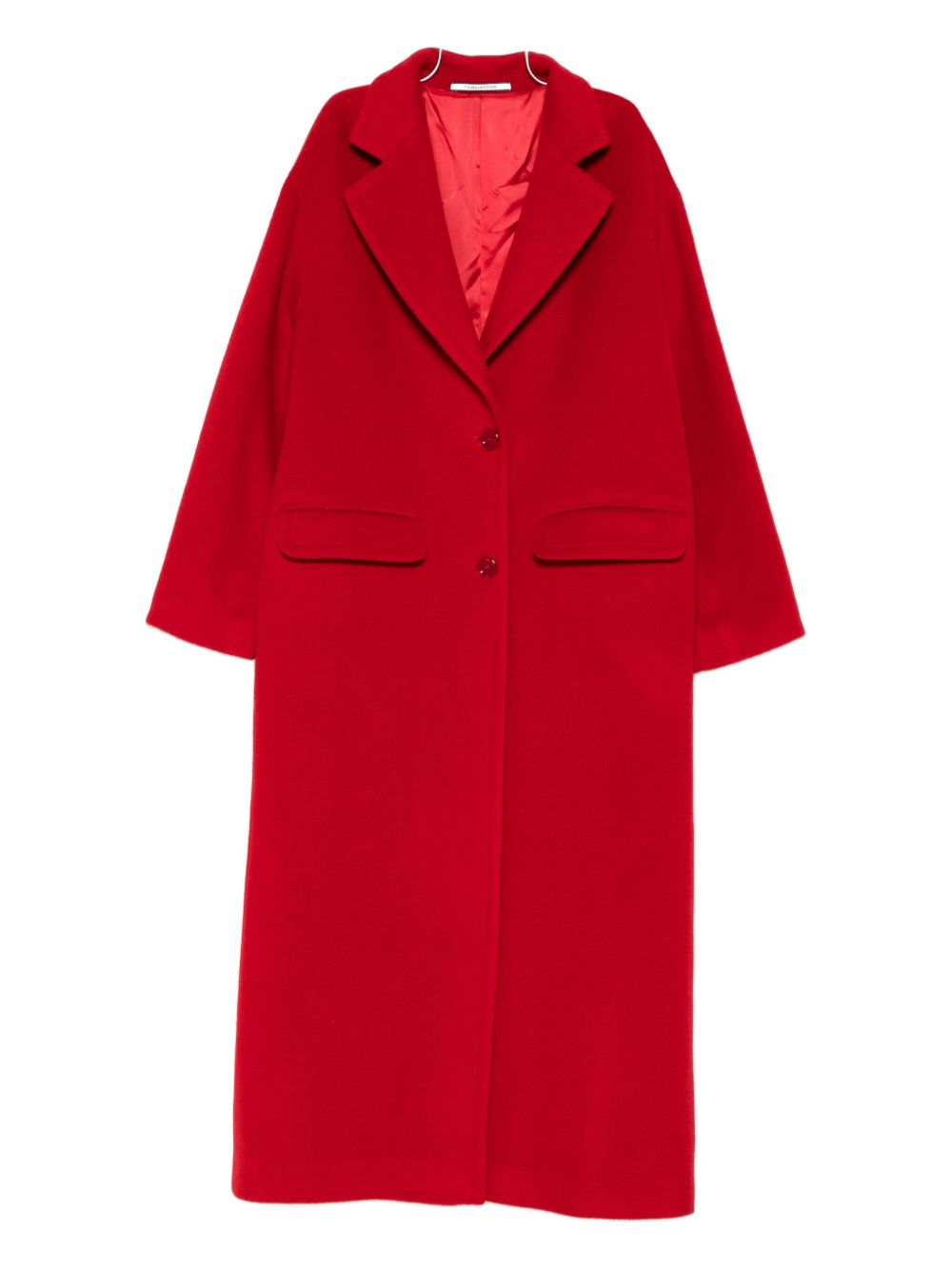 Tagliatore Wool Single-Breasted Coat in Red with Notched Lapel Red
