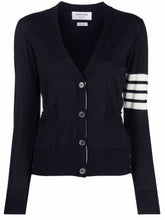 Thom Browne Signature 4-Bar Stripe Merino Wool Cardigan Blue