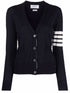 Thom Browne Signature 4-Bar Stripe Merino Wool Cardigan Blue