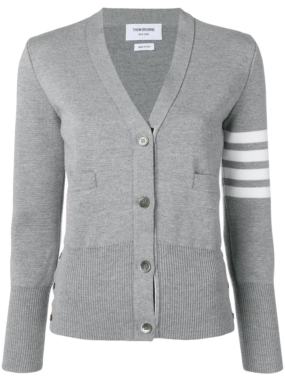 Thom Browne 4-Bar Wool Milano Stitch Cardigan Light Grey