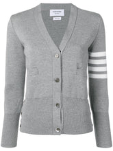 Thom Browne 4-Bar Wool Milano Stitch Cardigan Light Grey