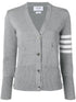 Thom Browne 4-Bar Wool Milano Stitch Cardigan Light Grey