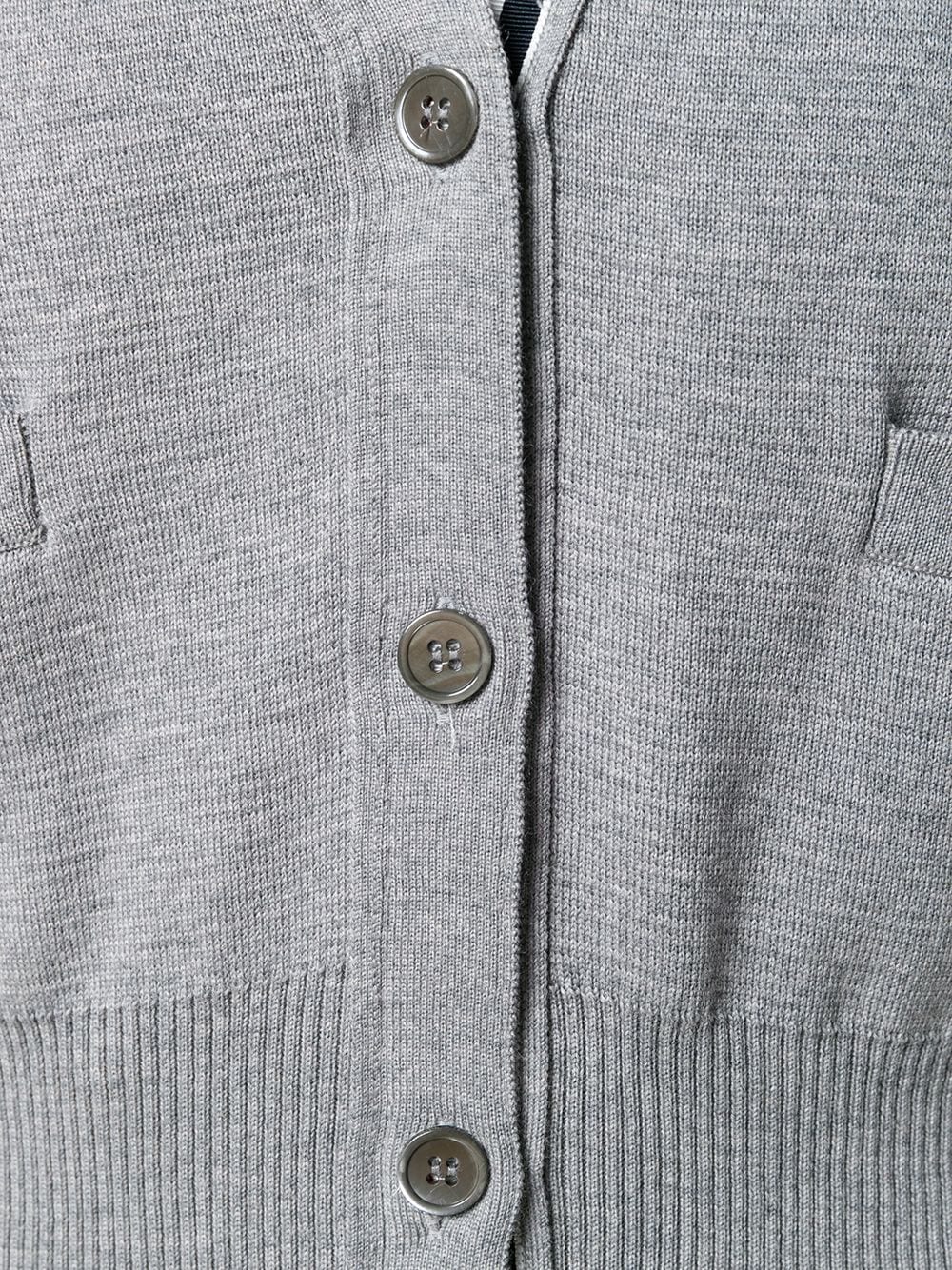 Thom Browne 4-Bar Wool Milano Stitch Cardigan Light Grey
