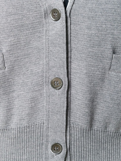 Thom Browne 4-Bar Wool Milano Stitch Cardigan Light Grey