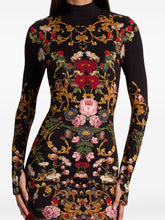 Alice + Olivia Floral-Print Turtleneck Midi Dress Black