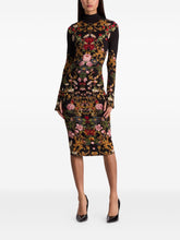 Alice + Olivia Floral-Print Turtleneck Midi Dress Black