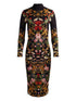 Alice + Olivia Floral-Print Turtleneck Midi Dress Black