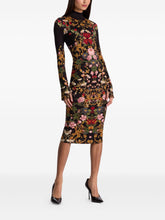 Alice + Olivia Floral-Print Turtleneck Midi Dress Black