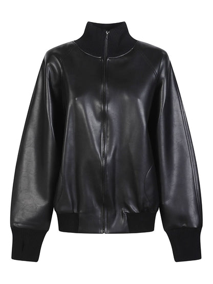 Norma Kamali High Neck Black Zip-Up Coat Black