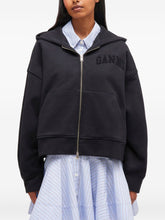 Ganni Organic Cotton Zipped Hoodie in Black Black