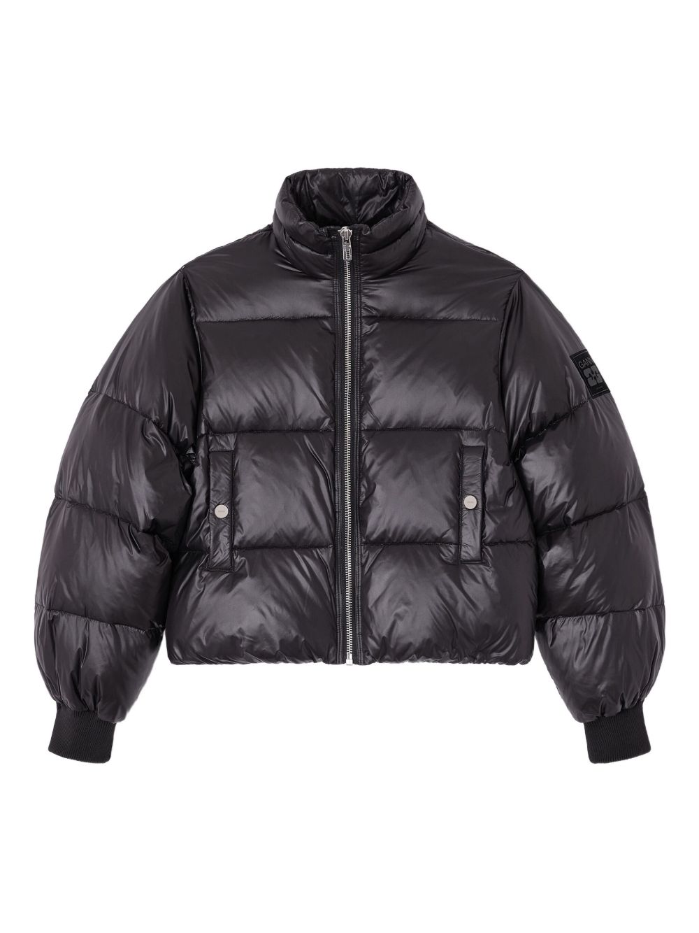 Ganni High-Neck Recycled Nylon Puffer Jacket Black Black