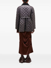 Ganni Quilted Recycled Nylon Jacket with Corduroy Collar Grey