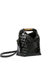 MM6 Maison Margiela Japanese Small Croc-Embossed Leather Handbag Black