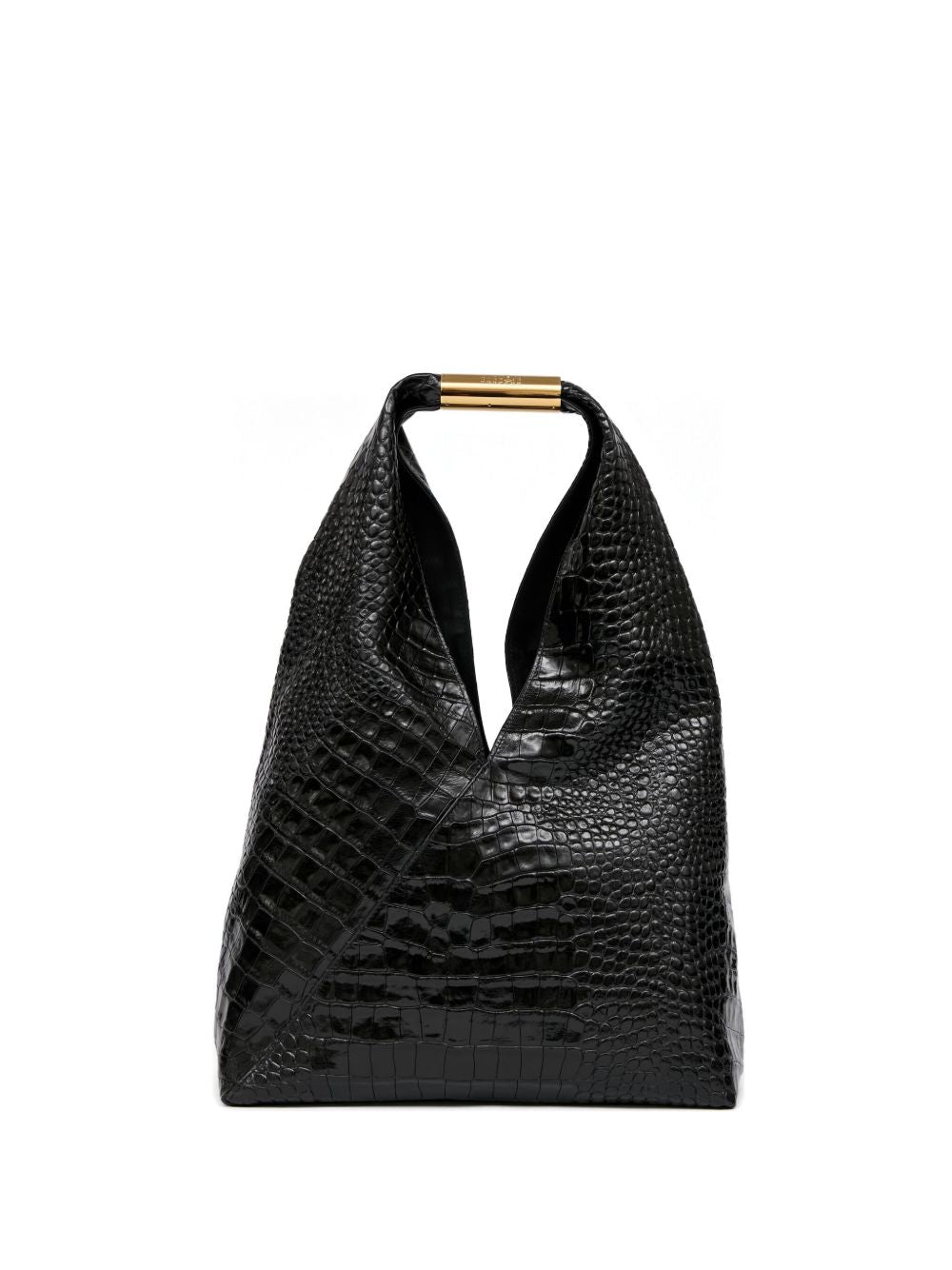 MM6 Maison Margiela Japanese Medium Croc-Embossed Leather Handbag Black