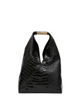 MM6 Maison Margiela Japanese Medium Croc-Embossed Leather Handbag Black